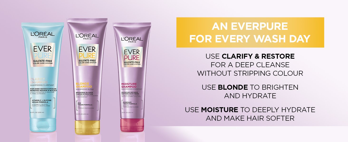 L'Oréal Paris EverPure Sulfate-Free Blonde Shampoo and Conditioner, Education Module Content Usage of The Routine